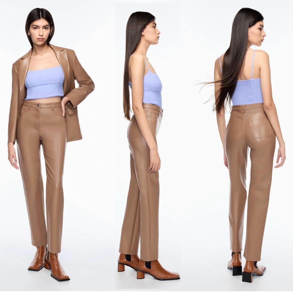 Aritzia Wilfred Melina pants in constant camel vegan leather Pleather Sz 10